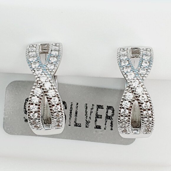 "925 Sterling Silver Cubic Zirconia Earrings, UU1P6A6149 - Picture 1 of 10